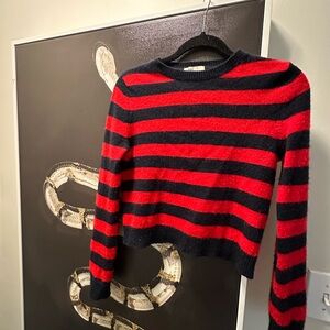 Thin fitted Cashmere navy Striped Sweater